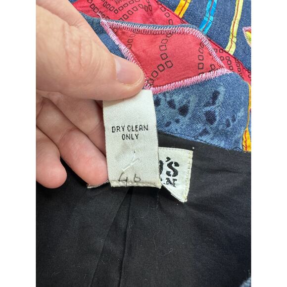 Chico's Design Vintage Silk Patchwork Colorful Jacket Women's Large Artsy Unique - Picture 4 of 8